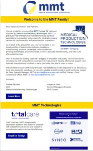 May 16th 2022 MMT has aquired Medical Production Technologies Europe., MMT acquires MPT Europe BV